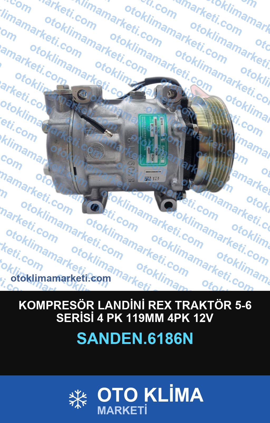 KOMPRESÖR LANDİNİ REX TRAKTÖR 5-6 SERİSİ 4 PK 119MM 4PK 12V