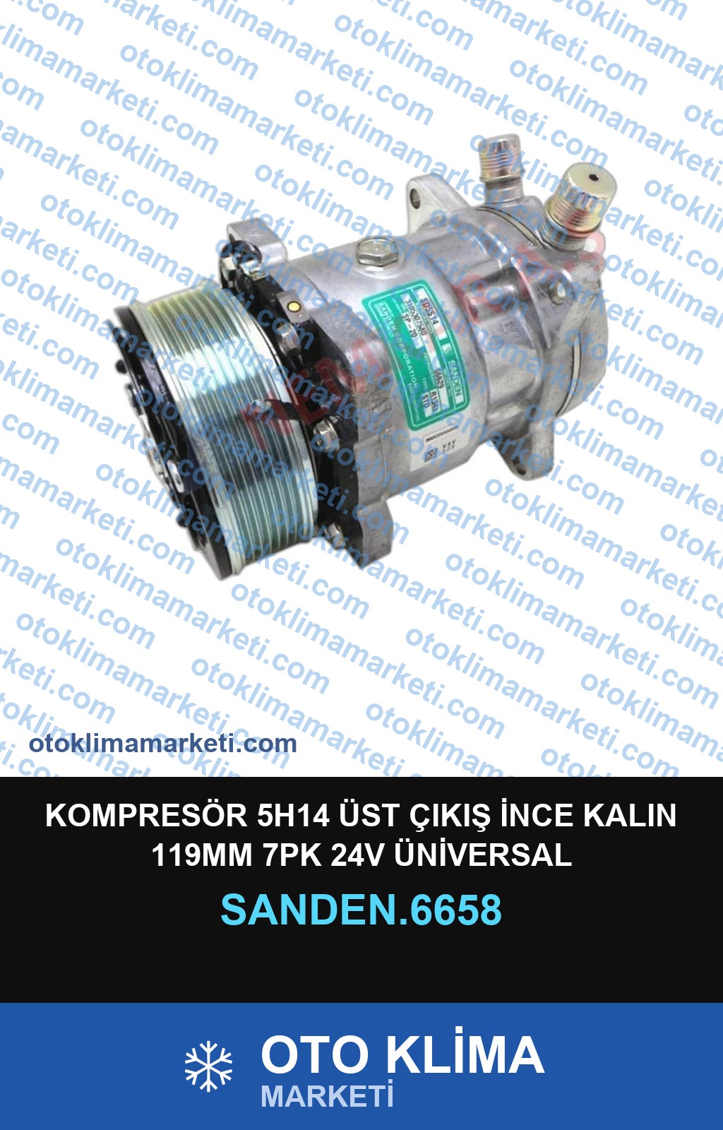 KOMPRESÖR 5H14 ÜST ÇIKIŞ İNCE KALIN 119MM 7PK 24V ÜNİVERSAL