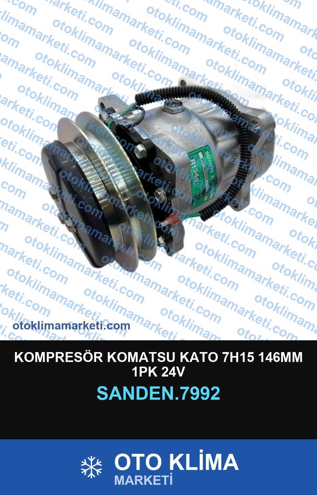 KOMPRESÖR KOMATSU KATO 7H15 146MM 1PK 24V