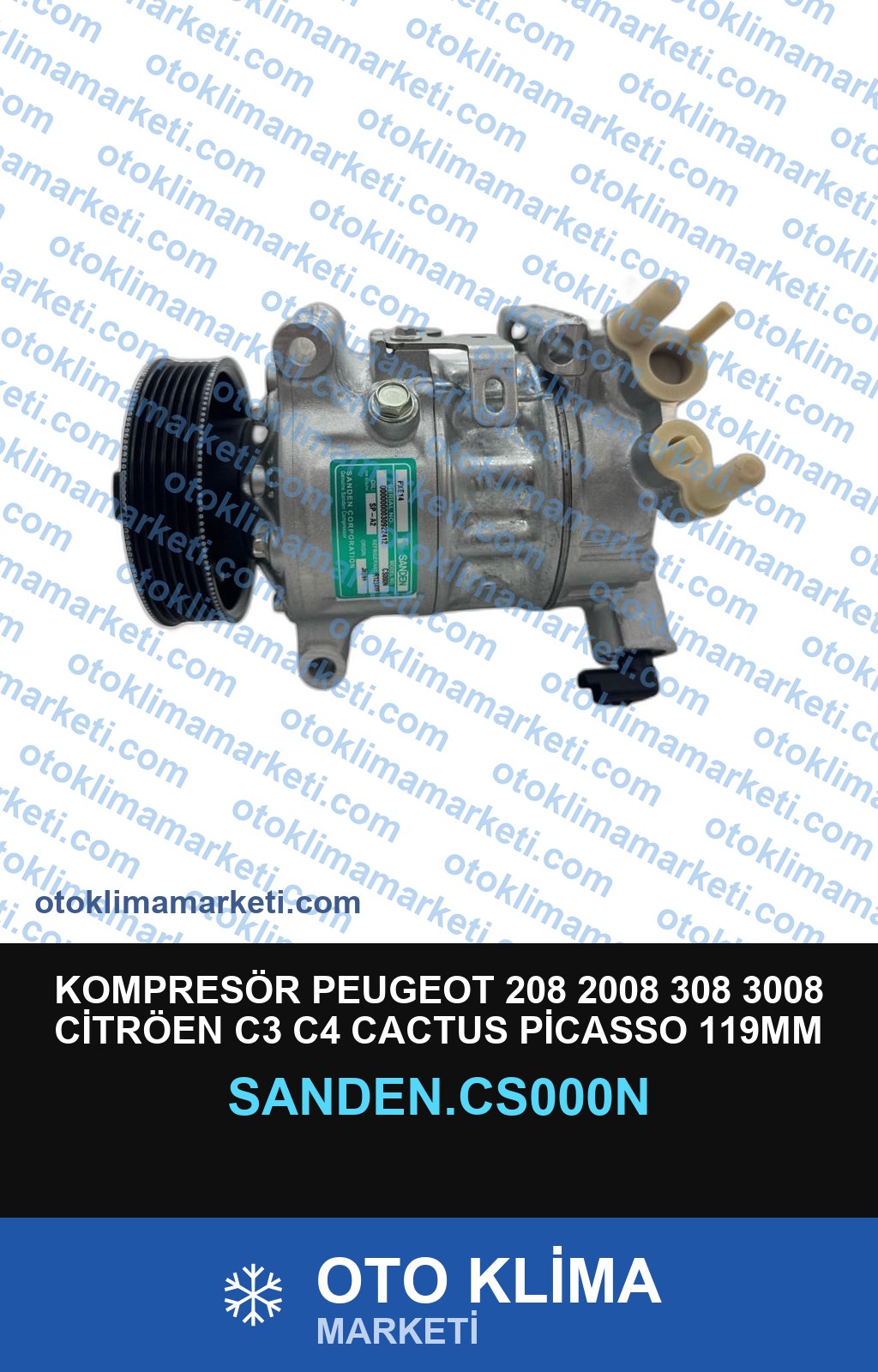 KOMPRESÖR PEUGEOT 208 2008 308 3008 CİTRÖEN C3 C4 CACTUS PİCASSO 119MM 6PK