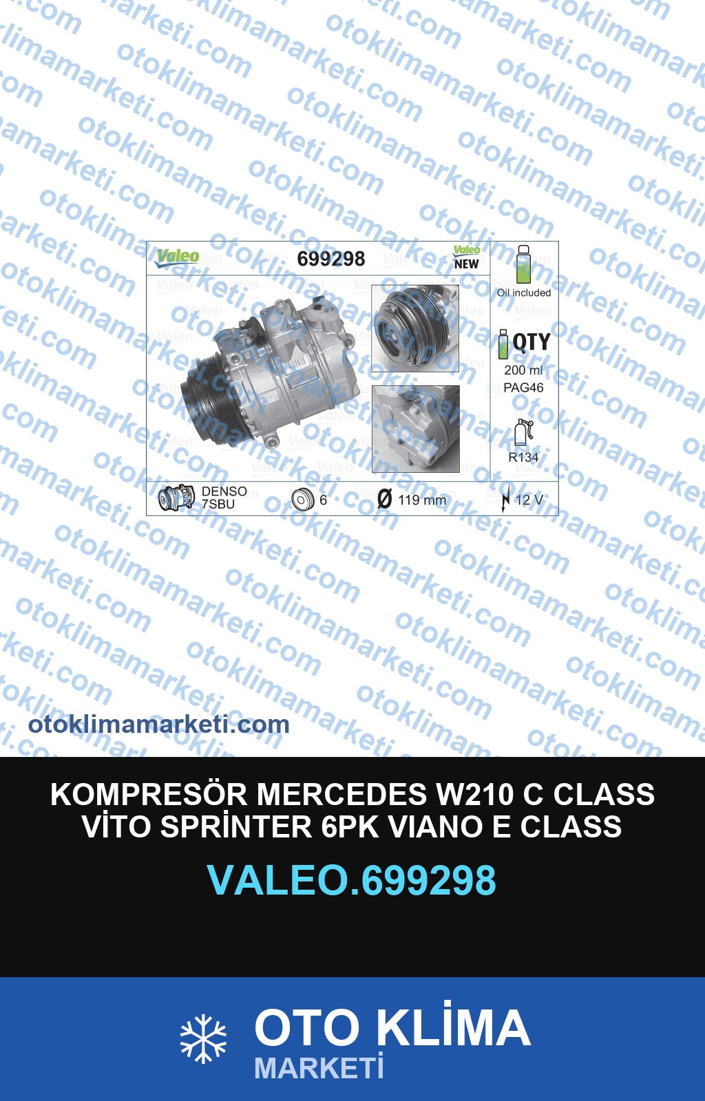 KOMPRESÖR MERCEDES W210 C CLASS VİTO SPRİNTER 6PK VIANO E CLASS CLK200 ML163