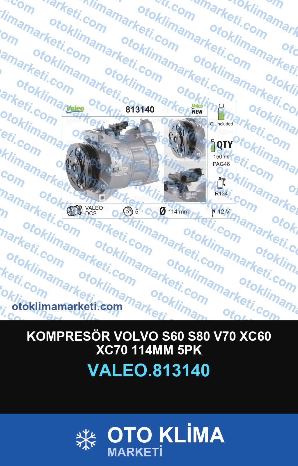 KOMPRESÖR VOLVO S60 S80 V70 XC60 XC70 114MM 5PK