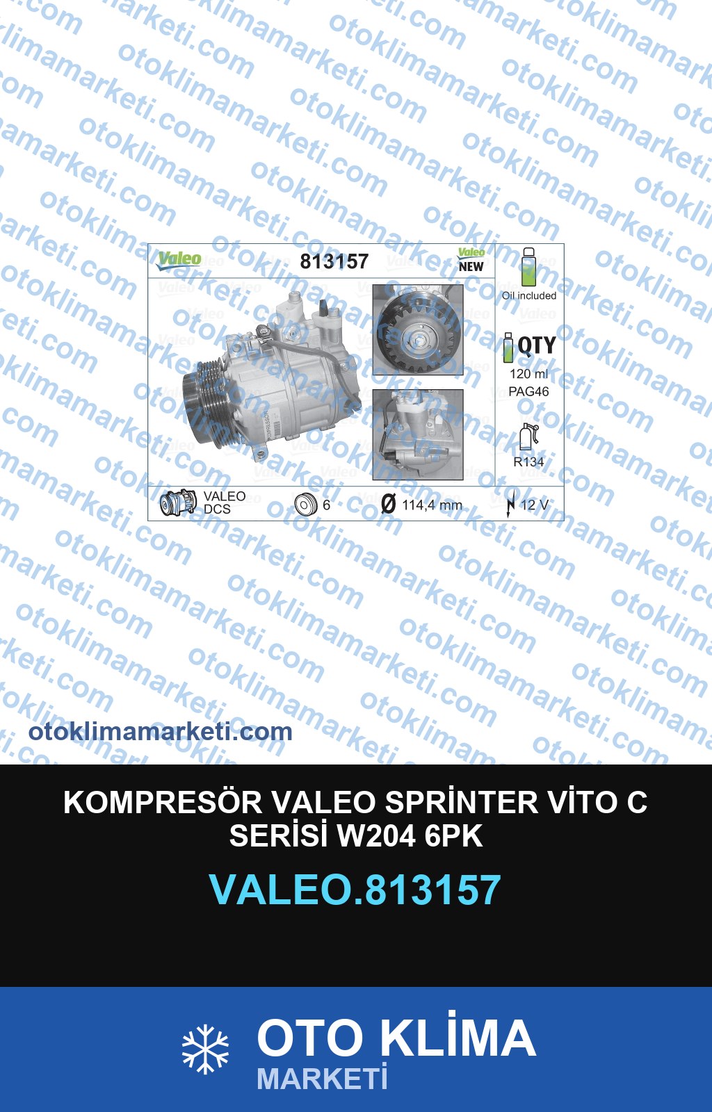 KOMPRESÖR VALEO SPRİNTER VİTO C SERİSİ W204 6PK