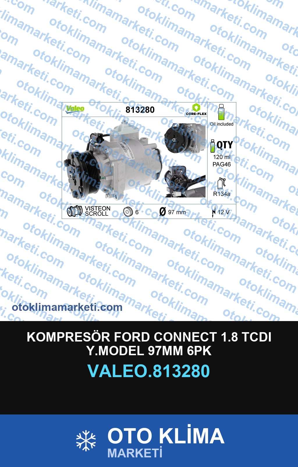 KOMPRESÖR FORD CONNECT 1.8 TCDI Y.MODEL 97MM 6PK