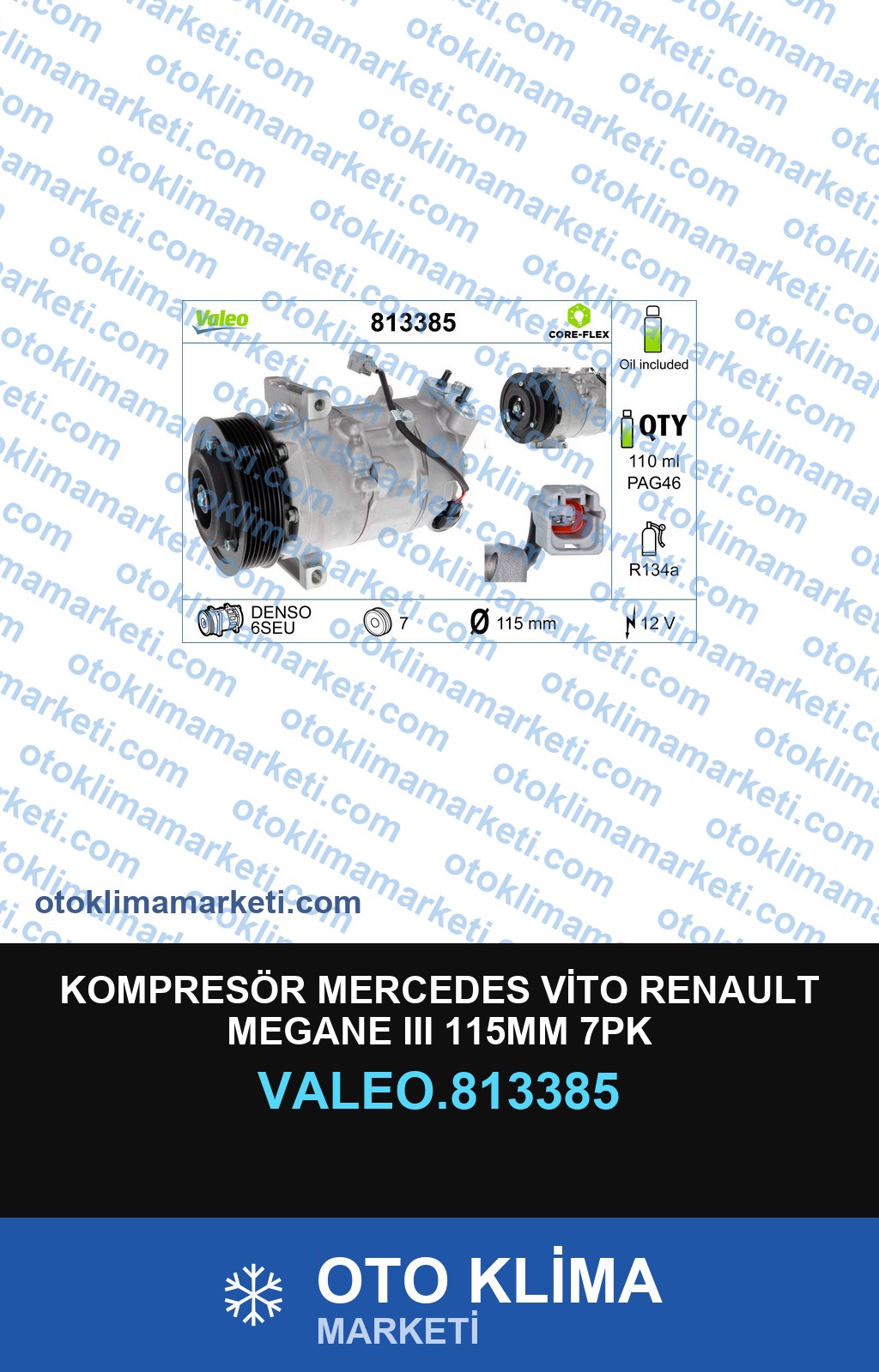 KOMPRESÖR MERCEDES VİTO RENAULT MEGANE III 115MM 7PK