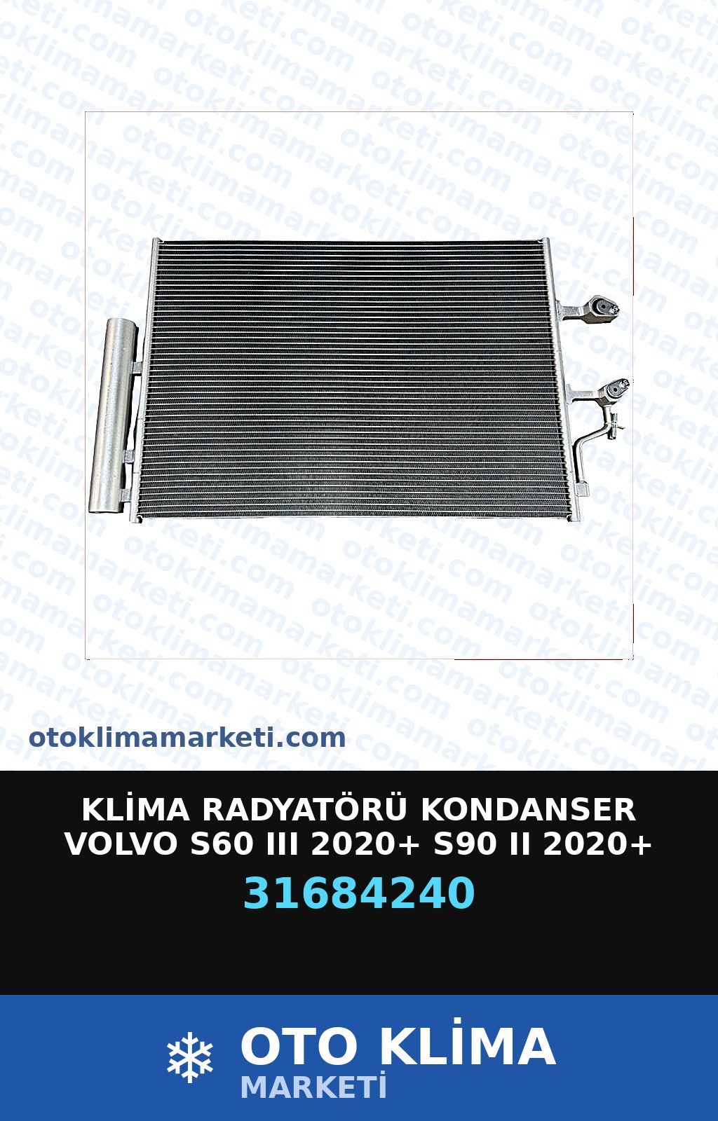 Klima Radyatörü Kondanser Volvo S60 III (3) 2020+ S90 II 2020+ XC90 II  2019+ — KONDENSER / RADYATÖR