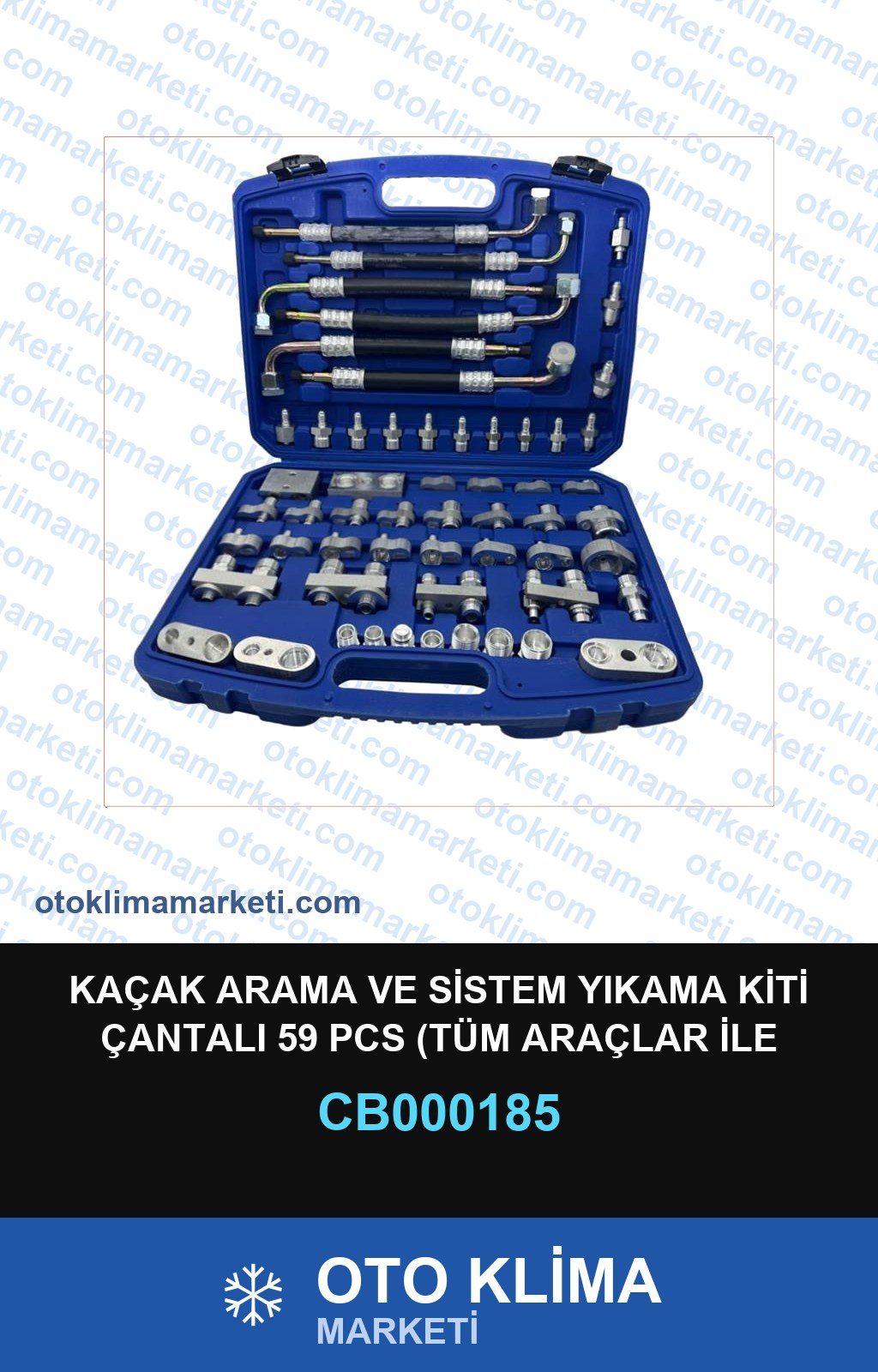 Klima Kaçak Arama Ve Sistem Yıkama Kiti Çantalı 59 Pcs (Tüm Araçlar İle Uyumlu) — SERVİS EKİPMANI — Uyumlu: ÜNİVERSAL