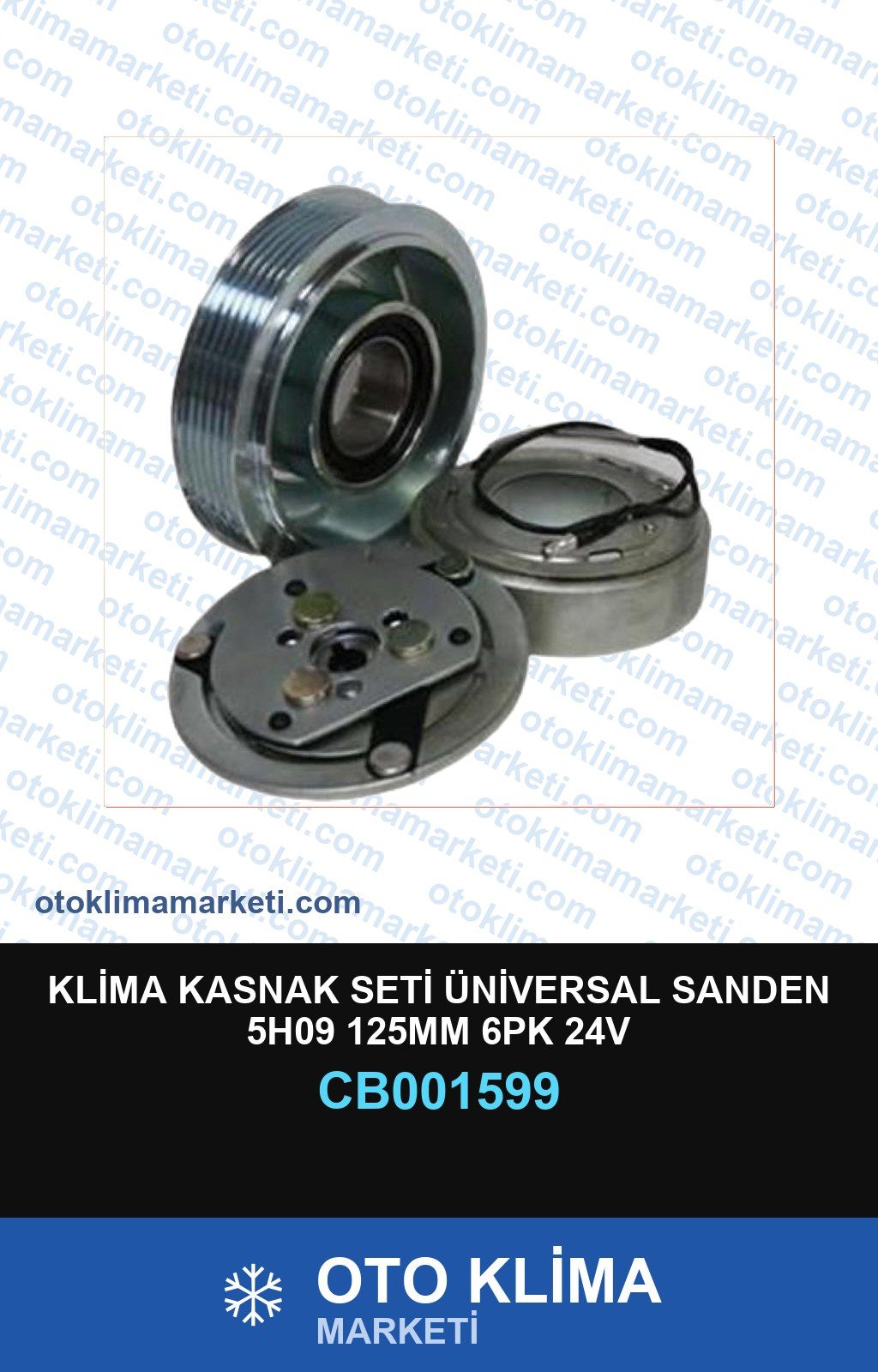 Klima Kasnak Seti Üniversal Sanden 5H09 125MM 6PK 24V — KASNAK SETİ — Uyumlu: ÜNİVERSAL