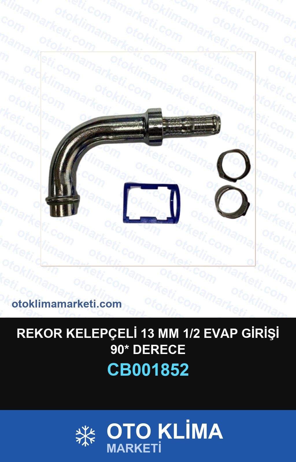 Klima Rekor Kelepçeli 13 MM 1/2 Evap Girişi 90* Derece — REKOR / KELEPÇE / KAPŞON — Uyumlu: ÜNİVERSAL