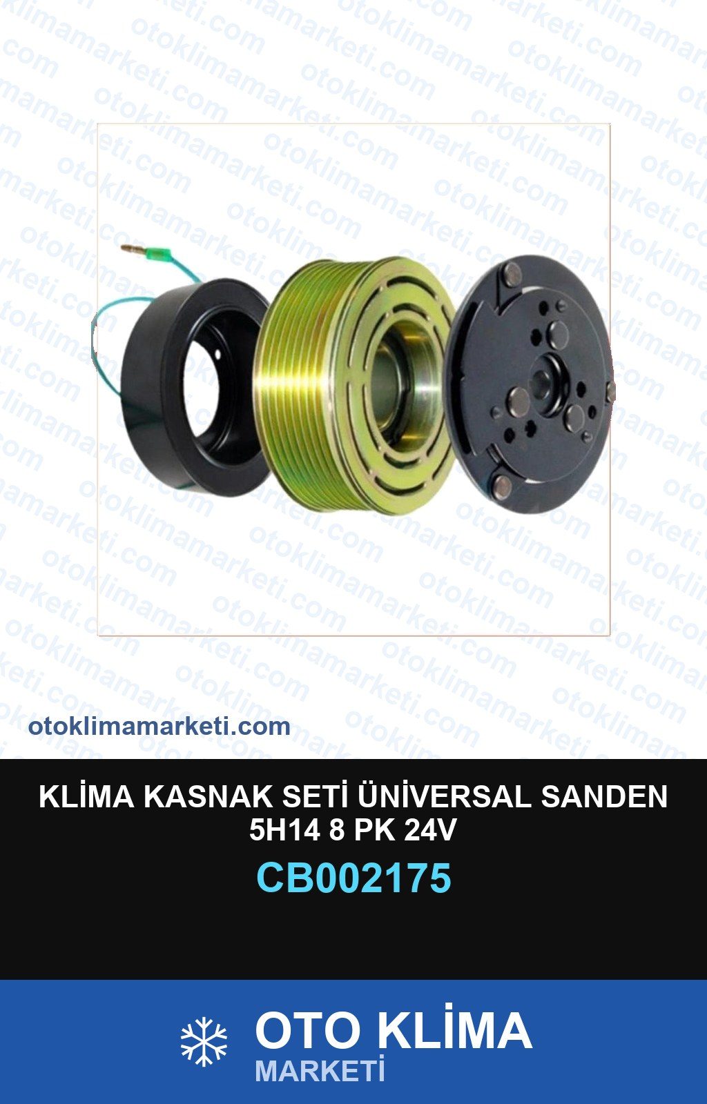 Klima Kasnak Seti Üniversal Sanden 5H14 8 PK 24V — KASNAK SETİ — Uyumlu: ÜNİVERSAL