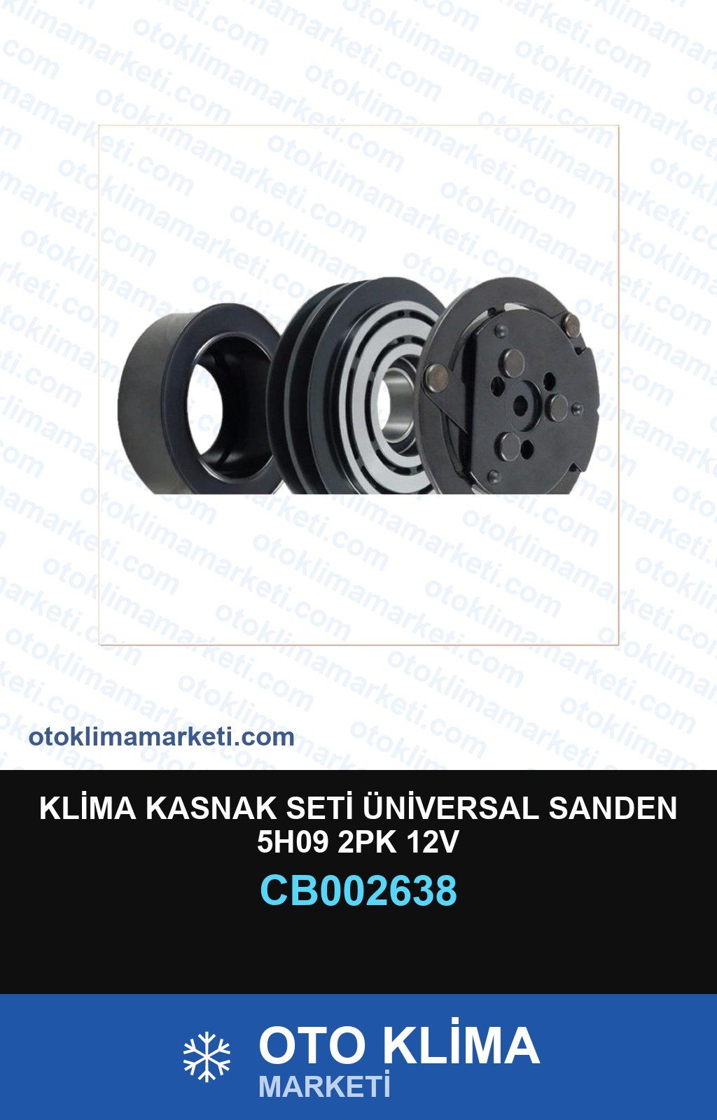 Klima Kasnak Seti Üniversal Sanden 5H09 2PK 12V — KASNAK SETİ — Uyumlu: ÜNİVERSAL