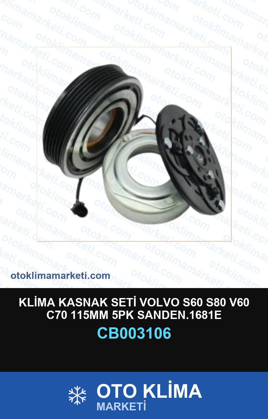 Klima Kasnak Seti Volvo S60 S80 V60 C70 115MM 5PK Sanden.1681E — KASNAK SETİ — Uyumlu: VOLVO