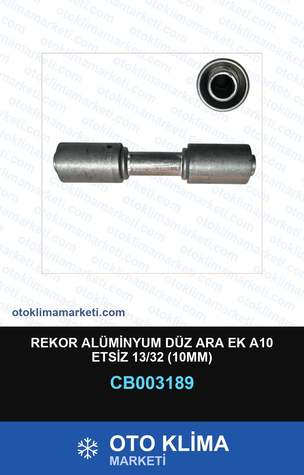 Klima Rekor Alüminyum Düz Ara Ek A10 Etsiz 13/32 (10MM) — REKOR / KELEPÇE / KAPŞON — Uyumlu: ÜNİVERSAL