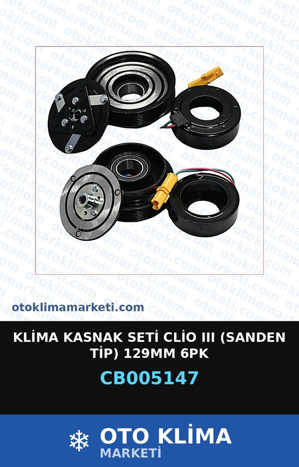Klima Kasnak Seti Clio III (3) (Sanden Tip) 129MM 6PK — KASNAK SETİ