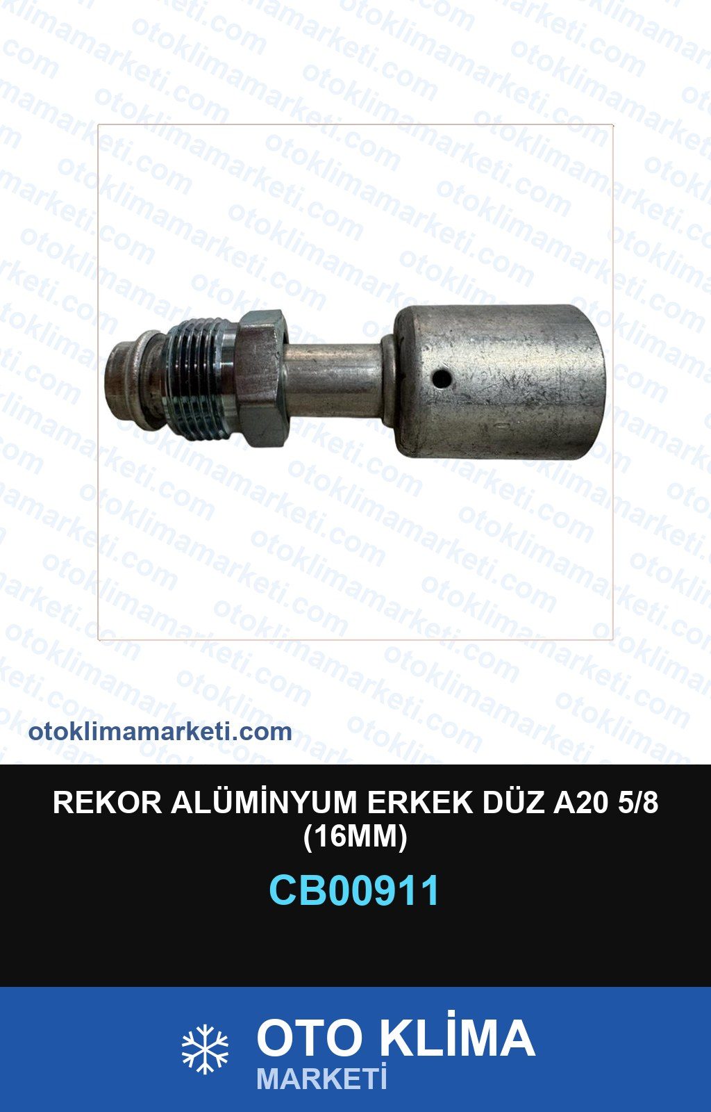 Klima Rekor Alüminyum Erkek Düz A20 5/8 (16MM) — REKOR / KELEPÇE / KAPŞON — Uyumlu: ÜNİVERSAL