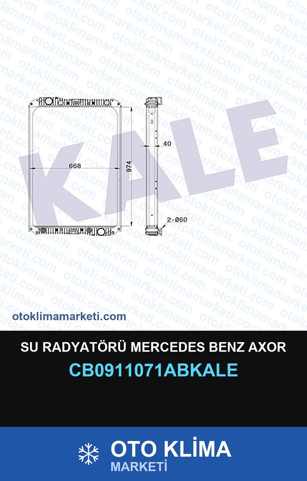 Su Radyatörü Mercedes Benz Axor — SU RADYATÖRÜ — KALE marka — Uyumlu: MERCEDES BENZ