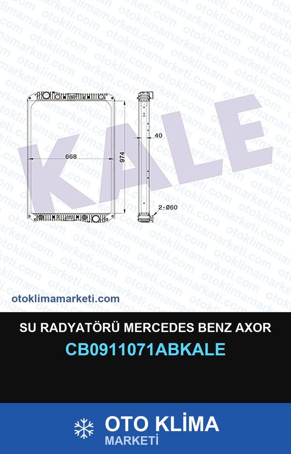 Su Radyatörü Mercedes Benz Axor — SU RADYATÖRÜ — KALE marka — Uyumlu: MERCEDES BENZ