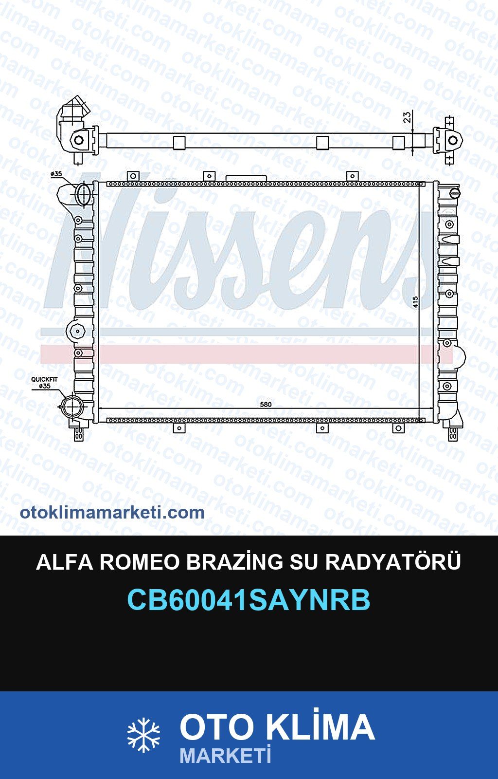 Alfa Romeo Brazing Su Radyatörü — SU RADYATÖRÜ — UNICORE marka — Uyumlu: ALFA ROMEO
