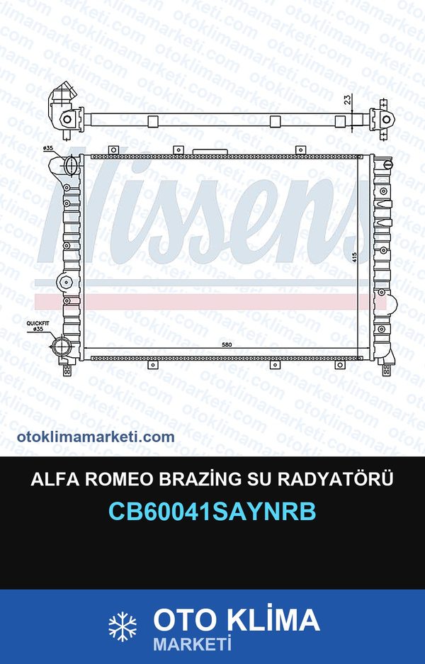 Alfa Romeo Brazing Su Radyatörü — SU RADYATÖRÜ — UNICORE marka — Uyumlu: ALFA ROMEO