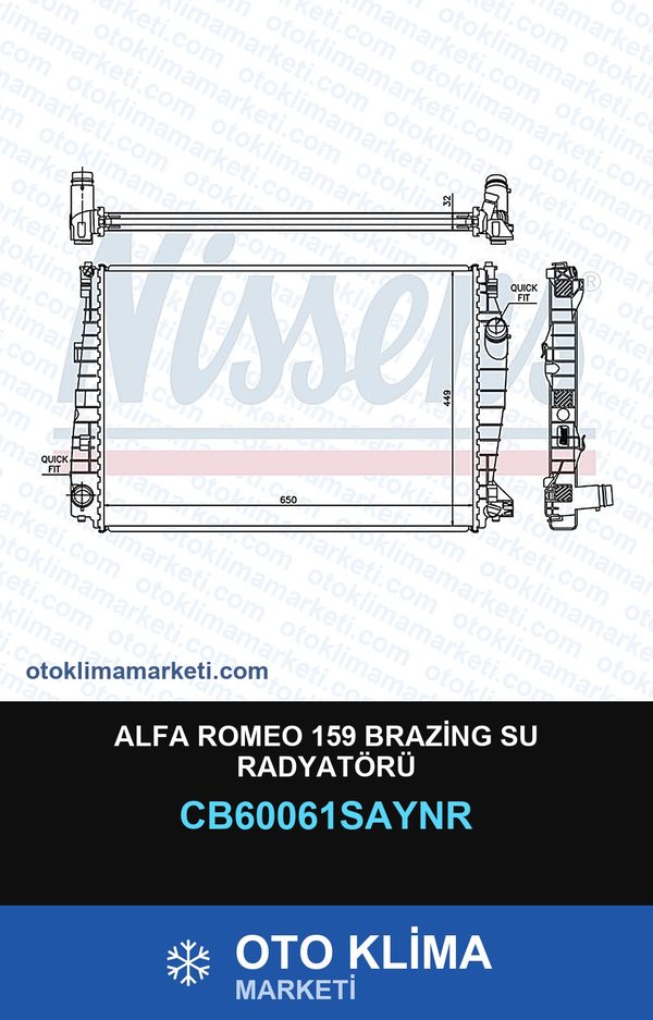 Alfa Romeo 159 Brazing Su Radyatörü — SU RADYATÖRÜ — UNICORE marka — Uyumlu: ALFA ROMEO