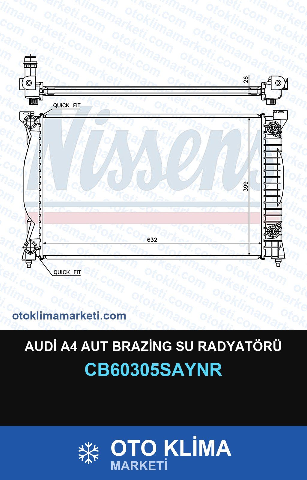 Audi A4 Aut Brazing Su Radyatörü — SU RADYATÖRÜ — UNICORE marka — Uyumlu: AUDI
