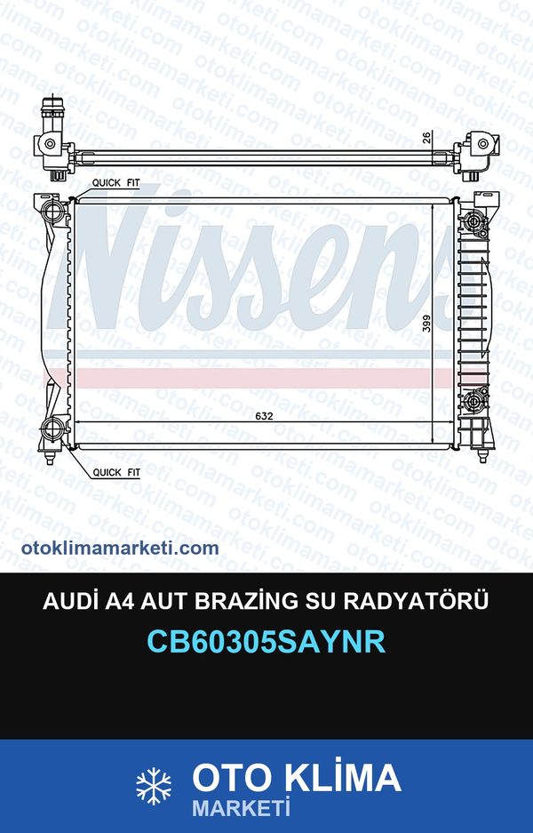 Audi A4 Aut Brazing Su Radyatörü — SU RADYATÖRÜ — UNICORE marka — Uyumlu: AUDI