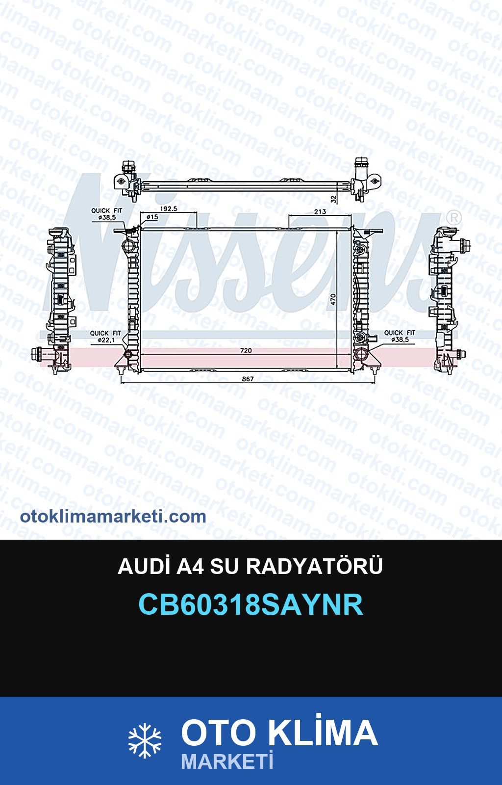 Audi A4 Su Radyatörü — SU RADYATÖRÜ — UNICORE marka — Uyumlu: AUDI