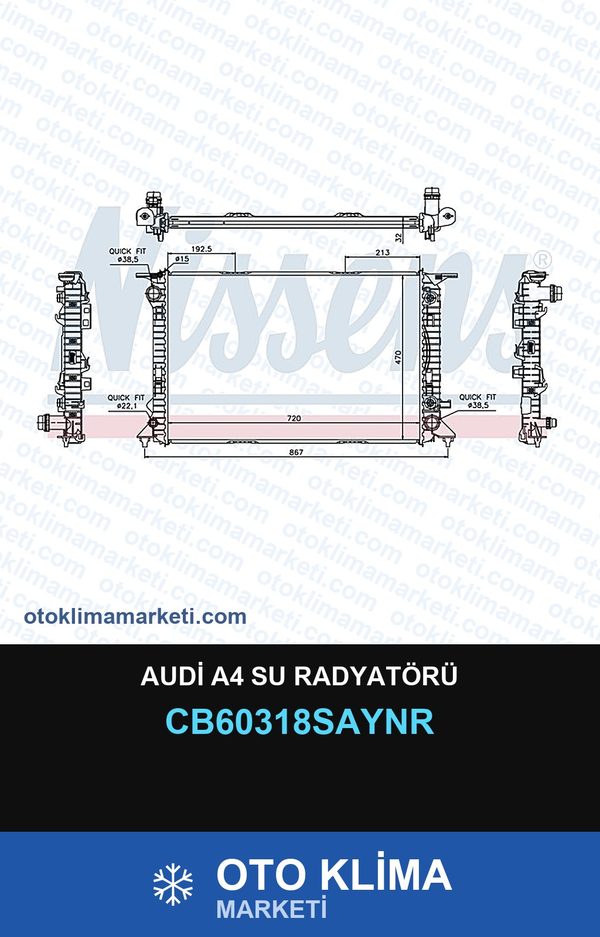 Audi A4 Su Radyatörü — SU RADYATÖRÜ — UNICORE marka — Uyumlu: AUDI