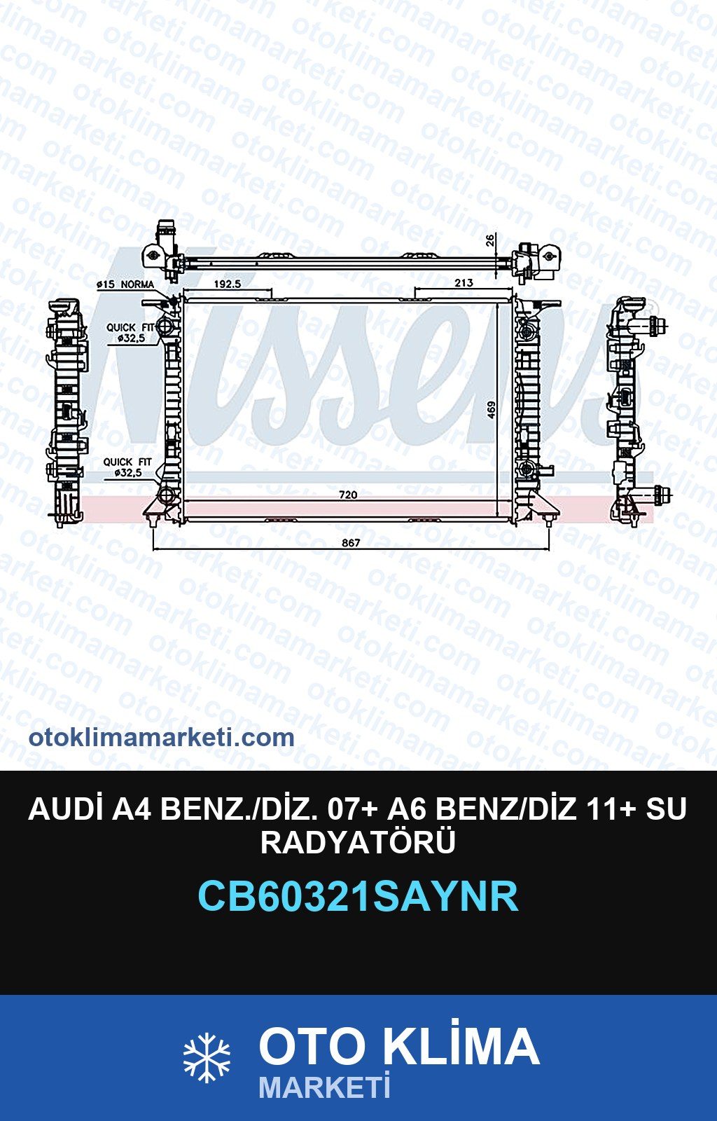 Audi A4 Benz./Diz. 07+ A6 Benz/Diz 11+ Su Radyatörü — SU RADYATÖRÜ — UNICORE marka — Uyumlu: AUDI