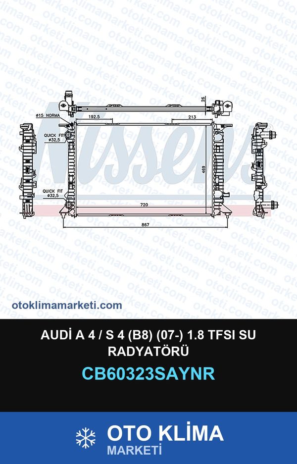 Audi A 4 / S 4 (B8) (07-) 1.8 TFSI Su Radyatörü — SU RADYATÖRÜ — UNICORE marka — Uyumlu: AUDI