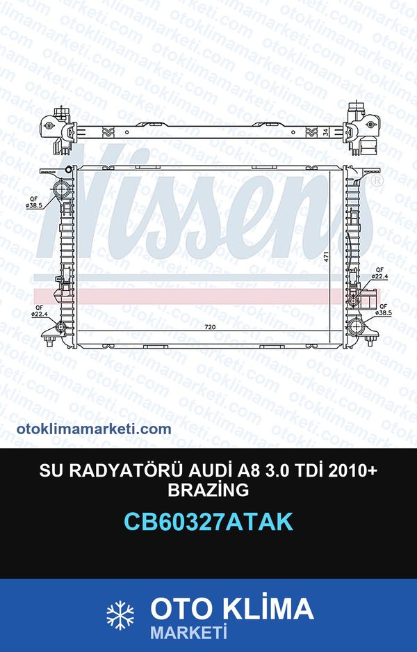 Su Radyatörü Audi A8 3.0 TDİ 2010+ Brazing — SU RADYATÖRÜ — VEKA marka — Uyumlu: AUDI