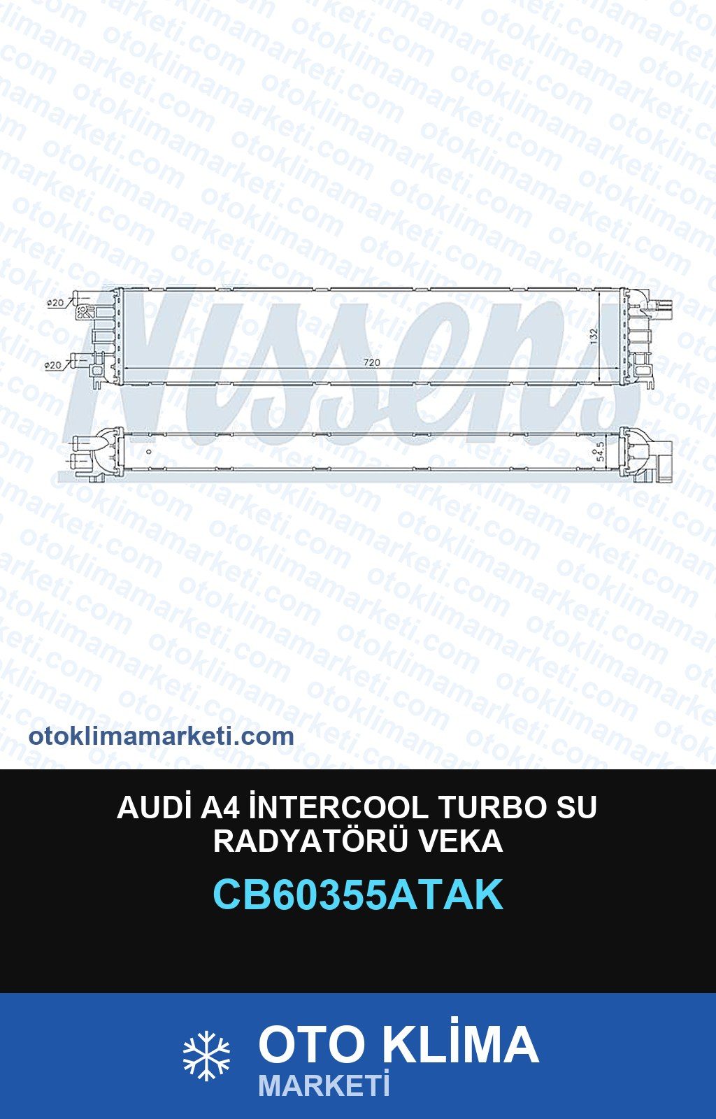 Audi A4 İntercool Turbo Su Radyatörü Veka — SU RADYATÖRÜ — VEKA marka — Uyumlu: AUDI