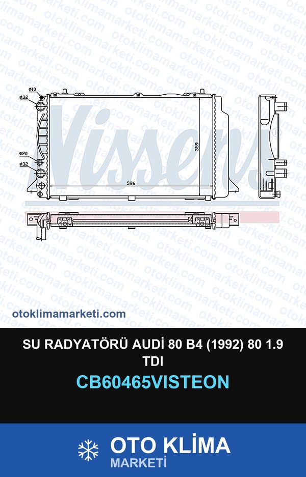Su Radyatörü Audi 80 B4 (1992) 80 1.9 TDI — SU RADYATÖRÜ — VISTEON marka — Uyumlu: AUDI