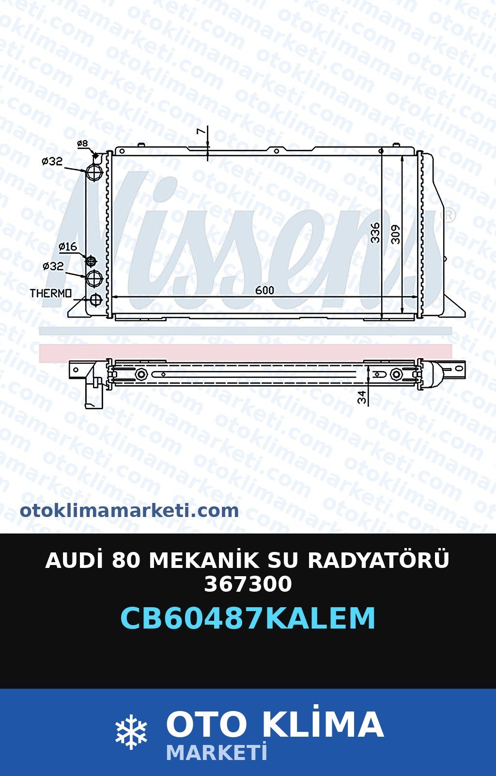 Audi 80 Mekanik Su Radyatörü 367300 — SU RADYATÖRÜ — KALE marka — Uyumlu: AUDI
