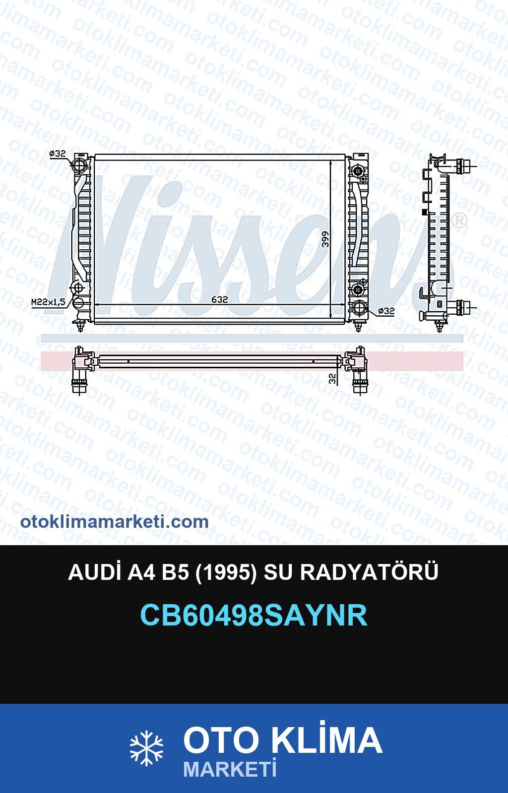 Audi A4 B5 (1995) Su Radyatörü — SU RADYATÖRÜ — UNICORE marka — Uyumlu: AUDI