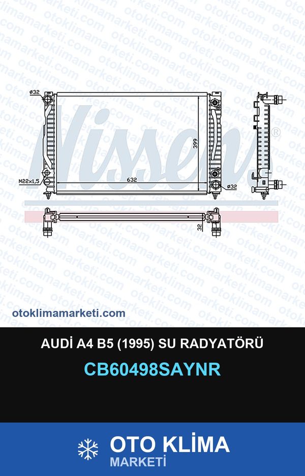 Audi A4 B5 (1995) Su Radyatörü — SU RADYATÖRÜ — UNICORE marka — Uyumlu: AUDI