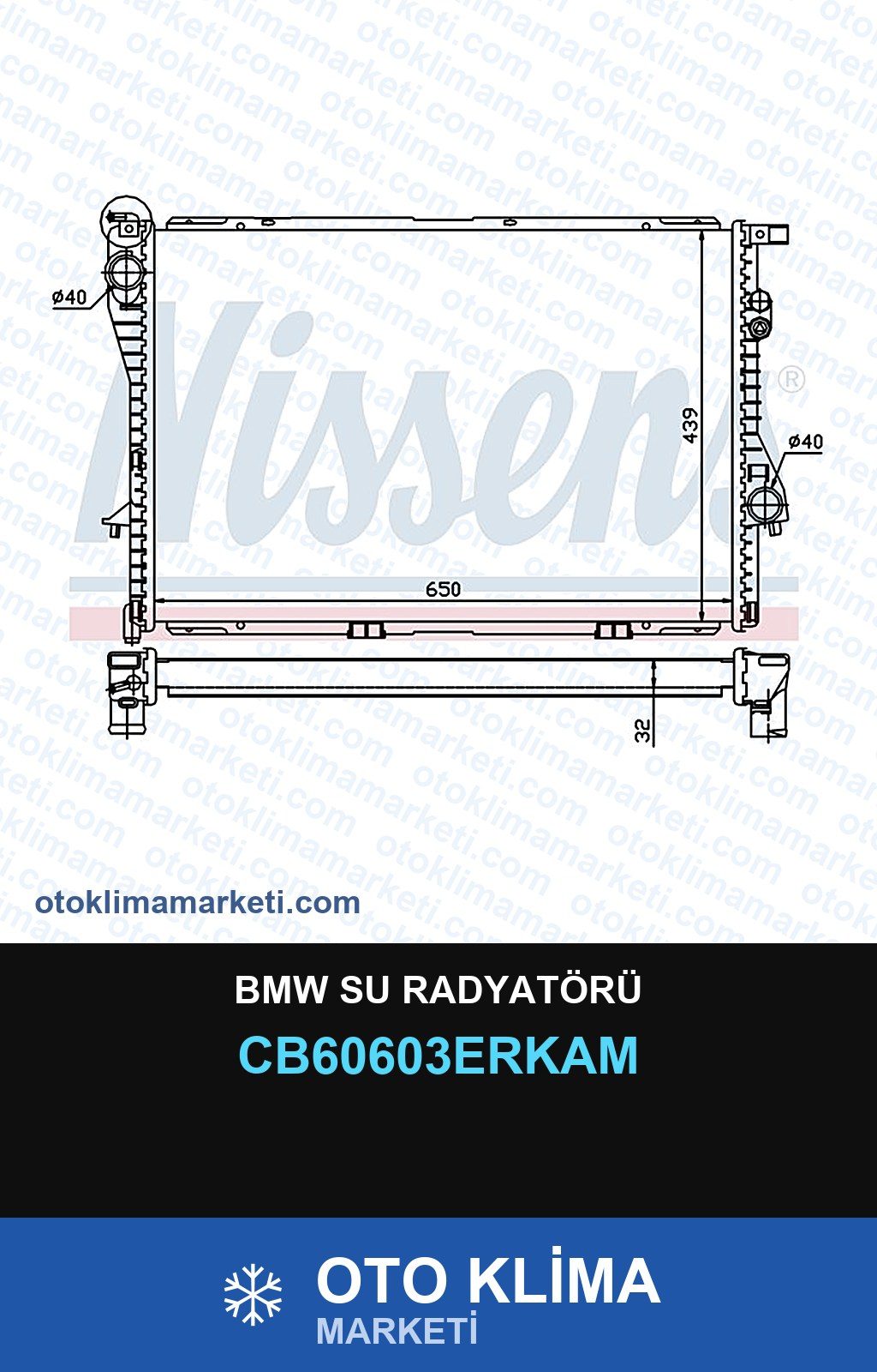 BMW Su Radyatörü — SU RADYATÖRÜ — ERKA marka — Uyumlu: BMW