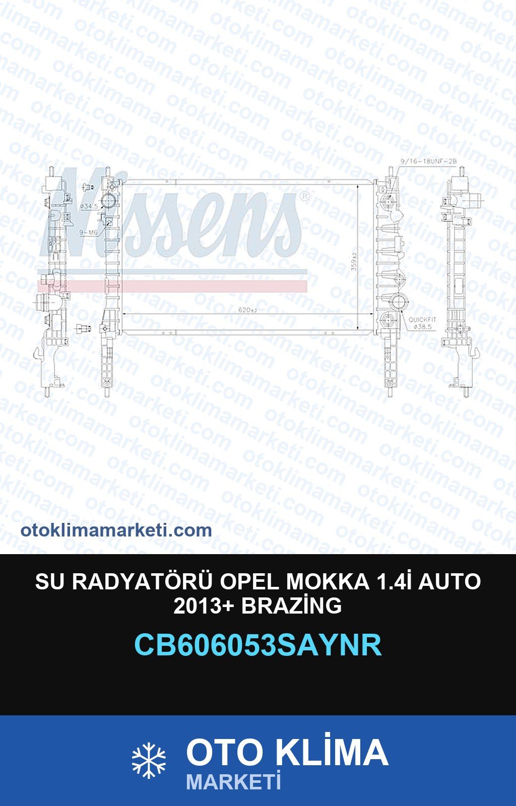 Su Radyatörü Opel Mokka 1.4İ Auto 2013+ Brazing — SU RADYATÖRÜ — UNICORE marka — Uyumlu: OPEL