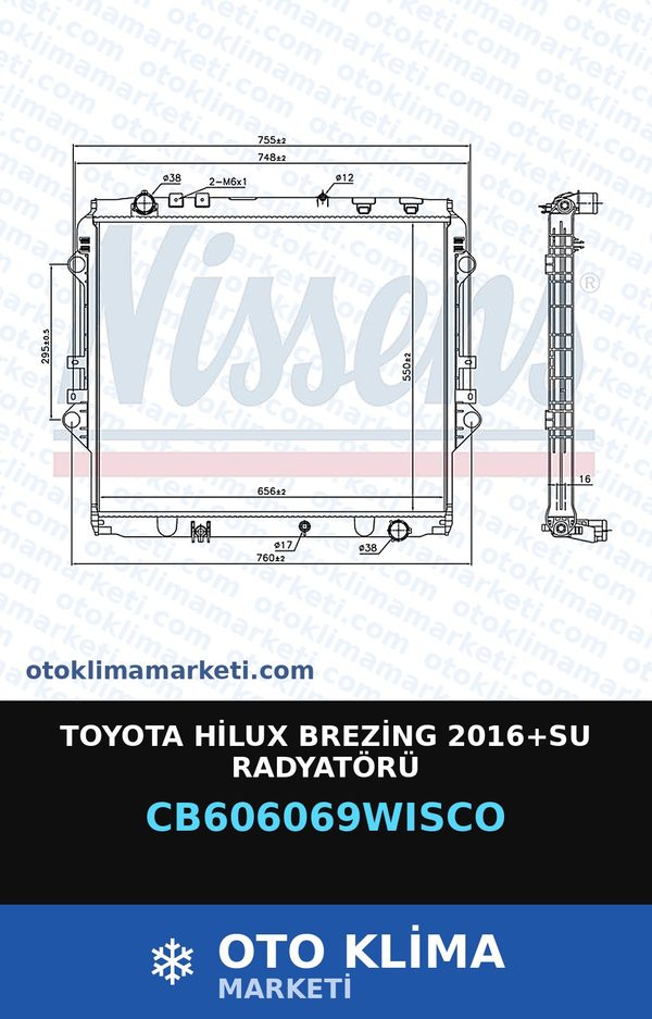 Toyota Hilux Brezing 2016+Su Radyatörü — SU RADYATÖRÜ — WISCO marka — Uyumlu: TOYOTA