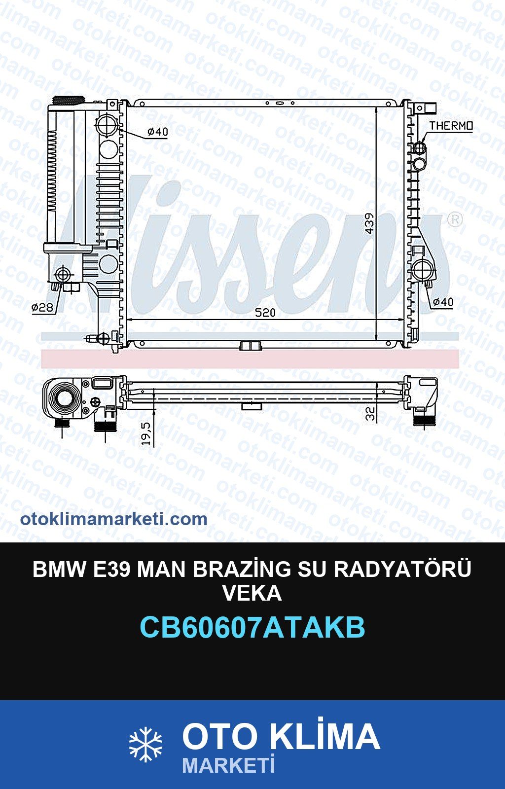BMW E39 MAN Brazing Su Radyatörü Veka — SU RADYATÖRÜ — VEKA marka — Uyumlu: BMW, MAN