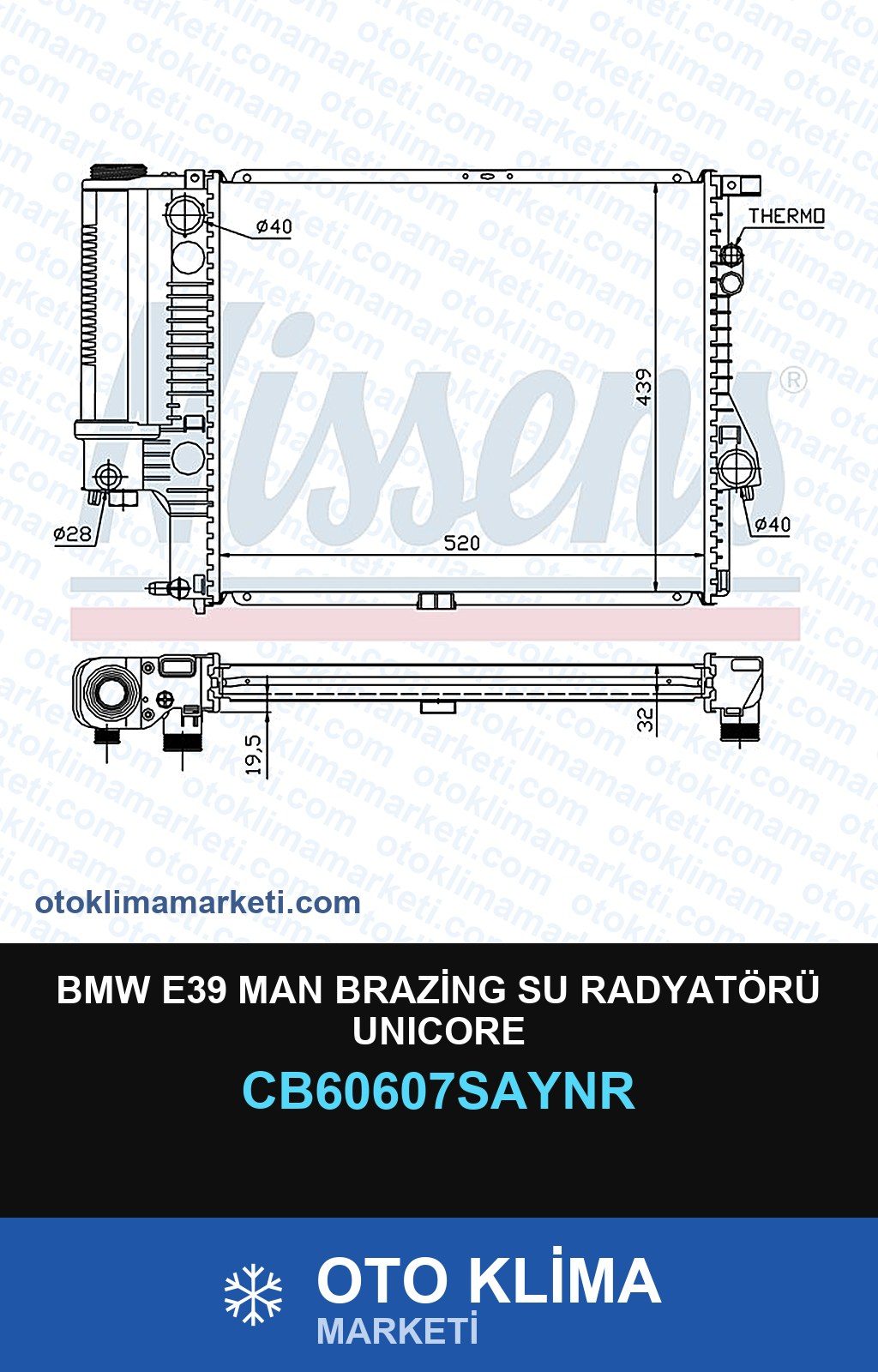 BMW E39 MAN Brazing Su Radyatörü Unicore — SU RADYATÖRÜ — UNICORE marka — Uyumlu: BMW, MAN