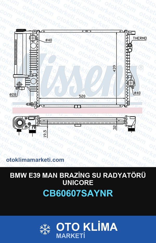 BMW E39 MAN Brazing Su Radyatörü Unicore — SU RADYATÖRÜ — UNICORE marka — Uyumlu: BMW, MAN