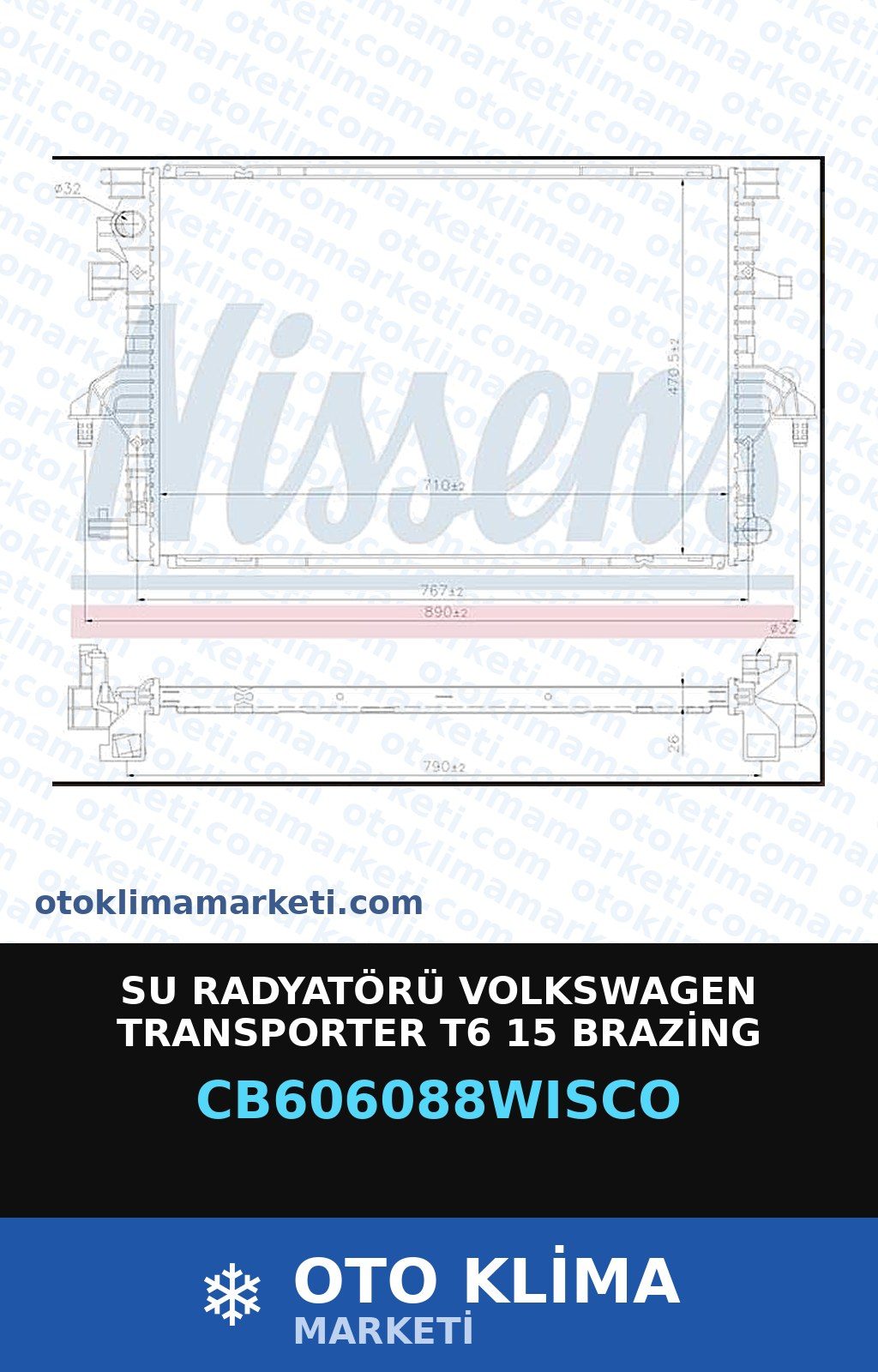 Su Radyatörü Volkswagen Transporter T6 15 Brazing — SU RADYATÖRÜ — WISCO marka — Uyumlu: VOLKSWAGEN