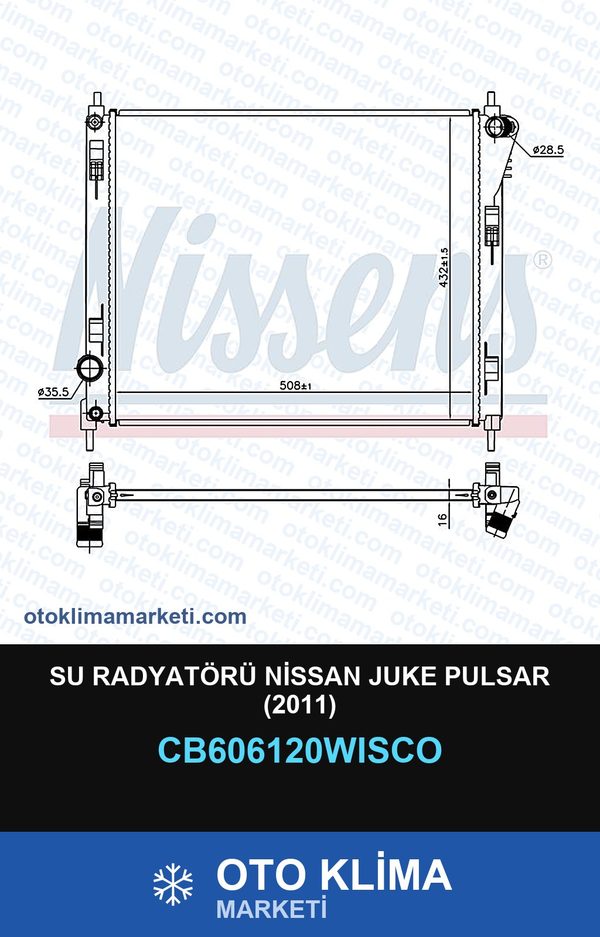 Su Radyatörü Nissan Juke Pulsar (2011) — SU RADYATÖRÜ — WISCO marka — Uyumlu: NISSAN