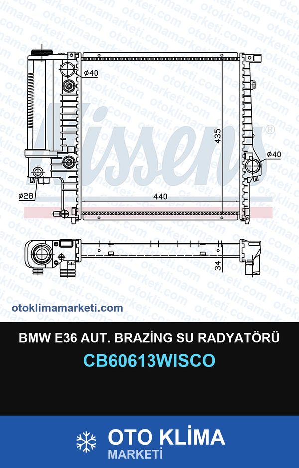 BMW E36 Aut. Brazing Su Radyatörü — SU RADYATÖRÜ — WISCO marka — Uyumlu: BMW