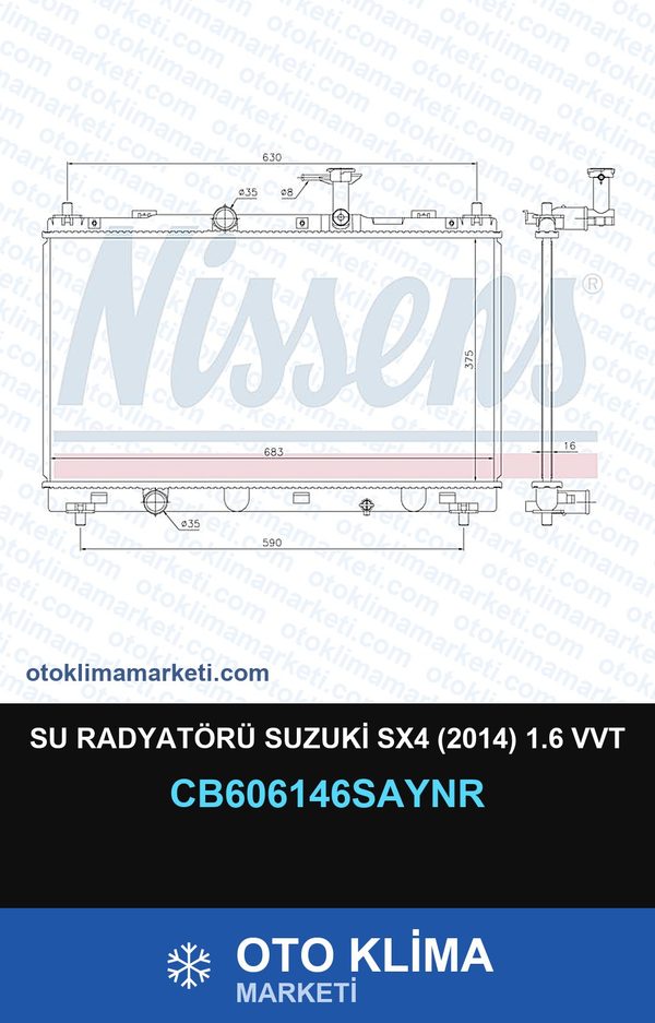Su Radyatörü Suzuki SX4 (2014) 1.6 Vvt — SU RADYATÖRÜ — UNICORE marka — Uyumlu: SUZUKI