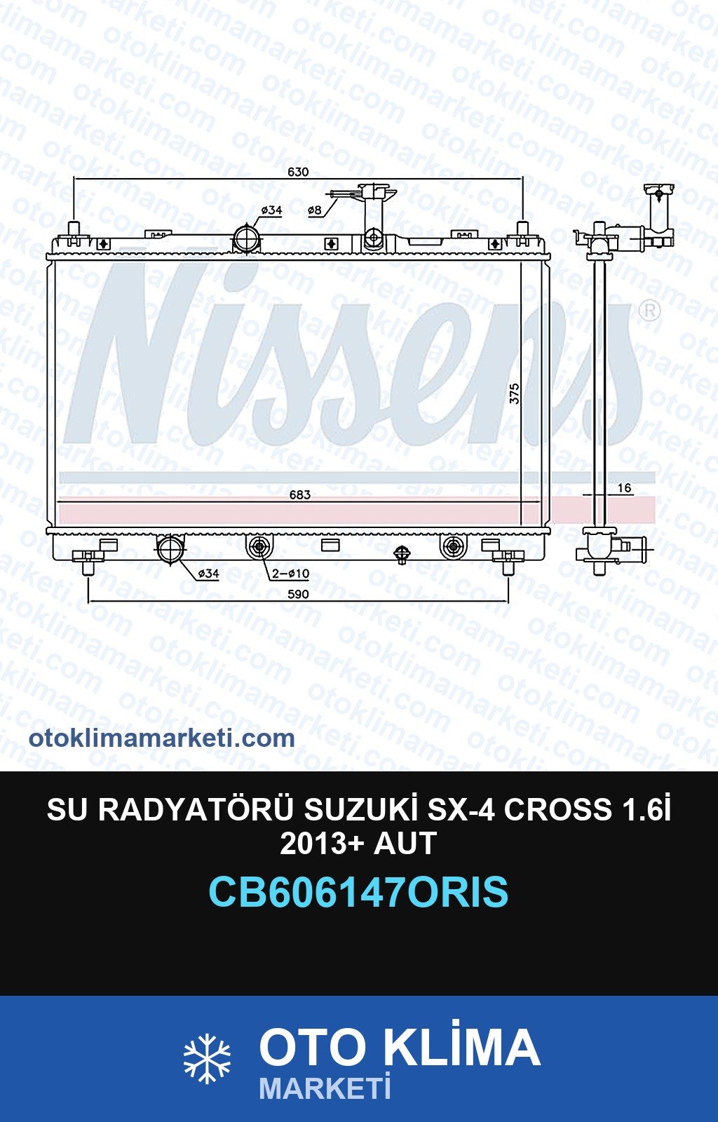 Su Radyatörü Suzuki Sx-4 Cross 1.6İ 2013+ Aut — SU RADYATÖRÜ — ORİS marka — Uyumlu: SUZUKI