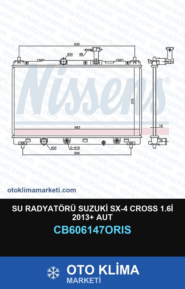 Su Radyatörü Suzuki Sx-4 Cross 1.6İ 2013+ Aut — SU RADYATÖRÜ — ORİS marka — Uyumlu: SUZUKI
