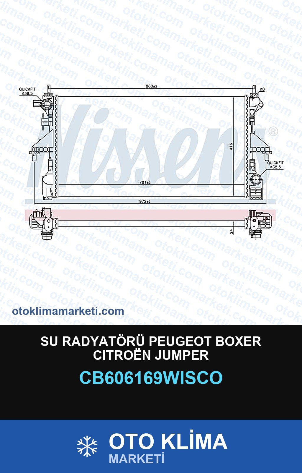 Su Radyatörü Peugeot Boxer CıtroËN Jumper — SU RADYATÖRÜ — WISCO marka — Uyumlu: PEUGEOT