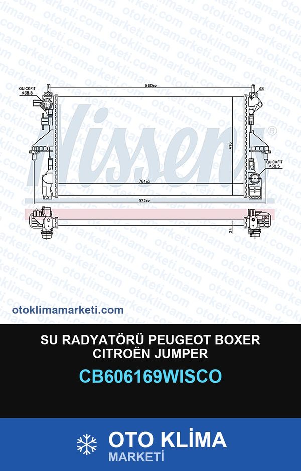 Su Radyatörü Peugeot Boxer CıtroËN Jumper — SU RADYATÖRÜ — WISCO marka — Uyumlu: PEUGEOT